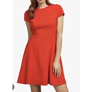 NWOT $289 New Ted Baker Cherisa Textured Jersey Skater Dress Orange Size 12